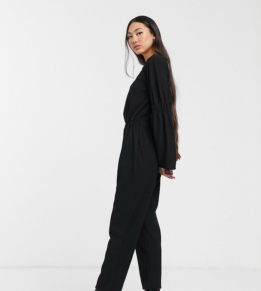 Another Reason relaxed jumpsuit with open back and ruched detail-Black