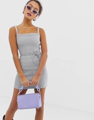 Another Reason ribbed structured cami dress-Grey