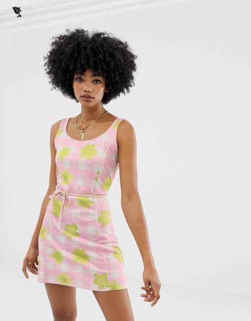 Another Reason - Robe courte à fleurs et carreaux vichy