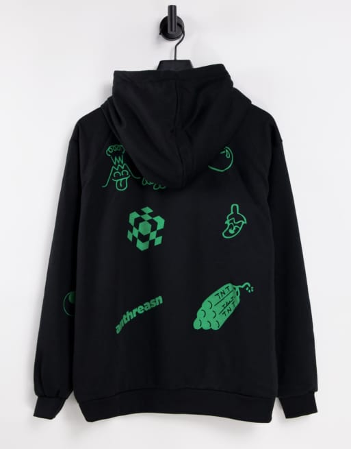 Another Reason - Sweat à capuche avec motif extraterrestre - Noir