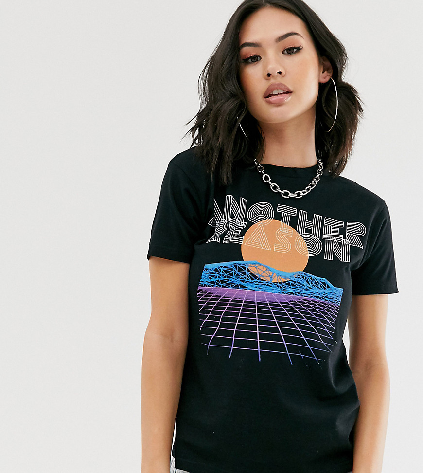 Another Reason – T-shirt med futuristiskt grafiskt tryck-Svart
