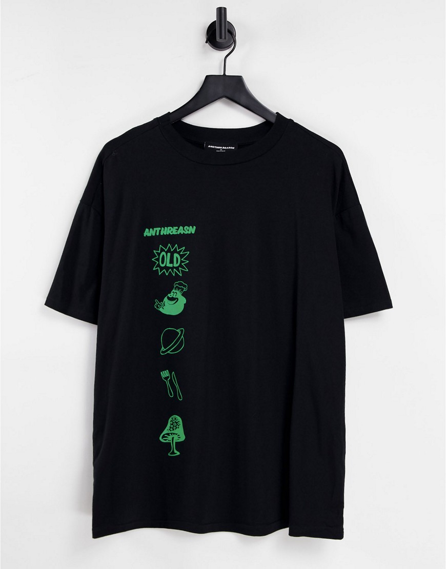 Another Reason - T-shirt met 'Saturn Trip'-logo in zwart