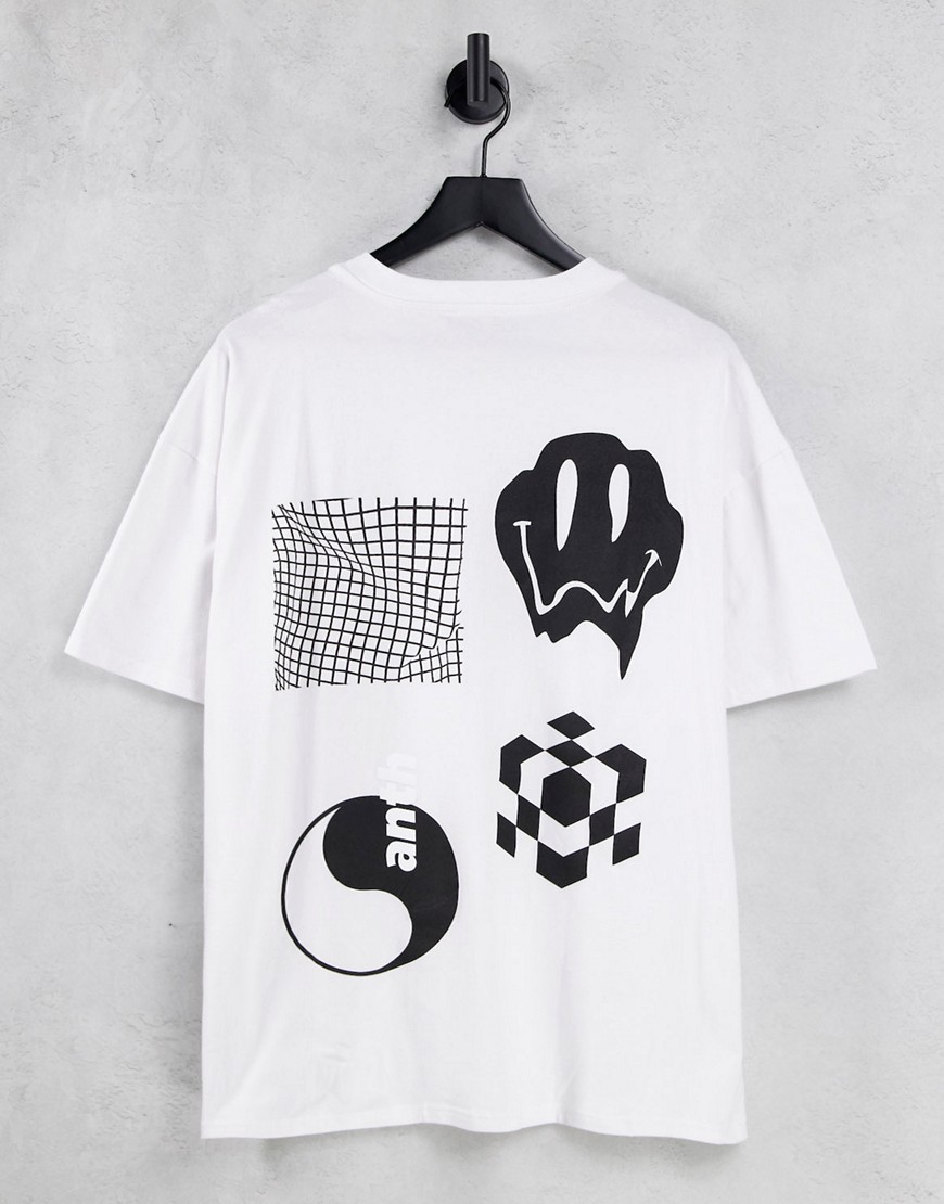 Another Reason - T-shirt met yin-yang print in wit