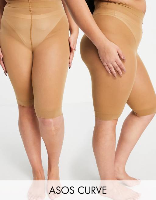 Anti-friktionsshorts i gylden bronzefarve i 2-styks pakke fra ASOS DESIGN Curve