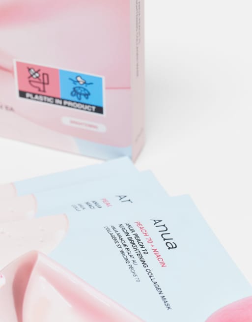 Anua - Peach 70 Niacin - Lot de 4 masques illuminateurs au collagène, 2 de 3