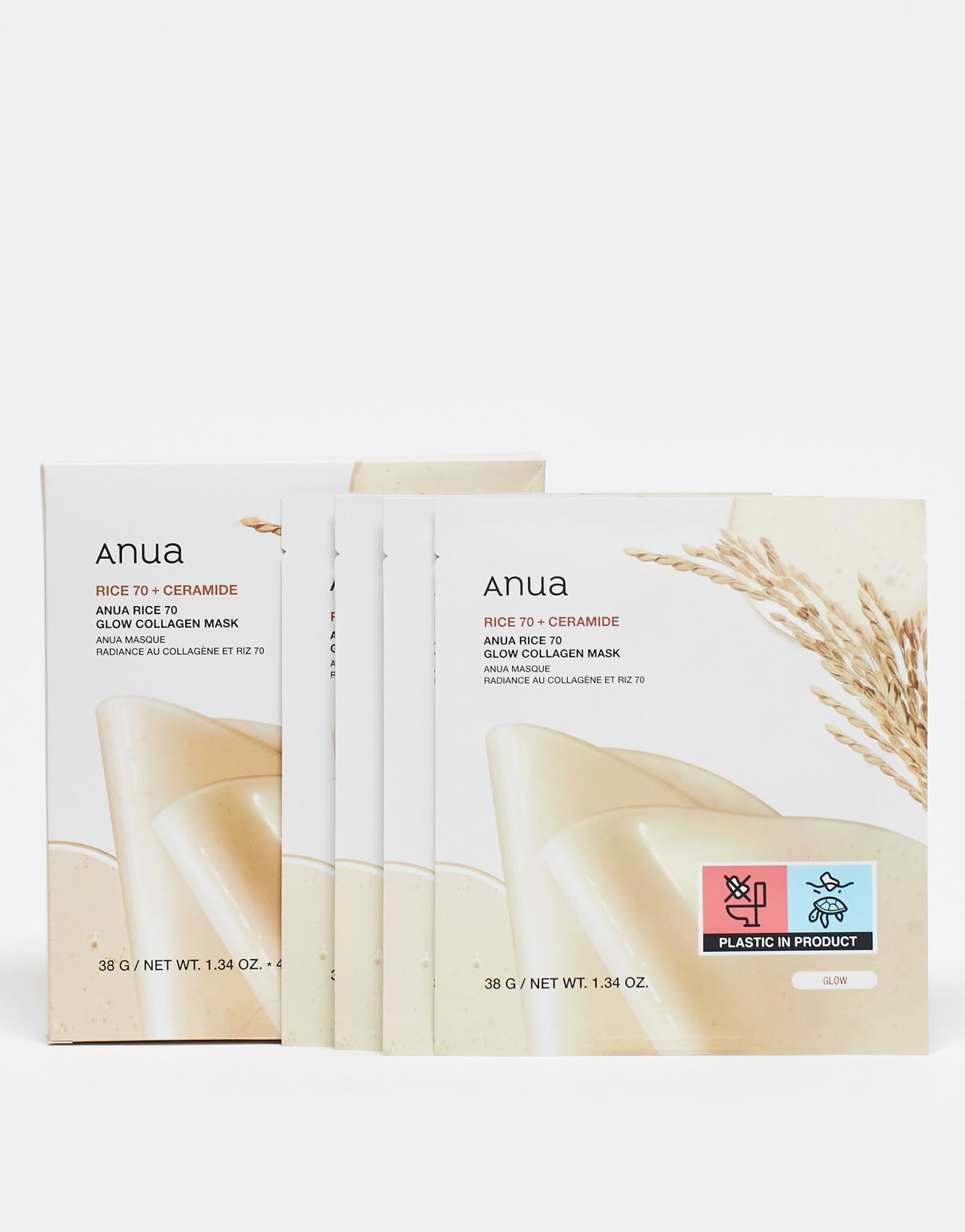 Коллагеновая маска Anua Rice 70 Glow (4 листа)