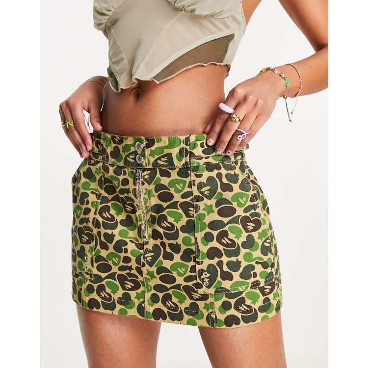 APEE by A BATHING APE camo print denim skirt in multi | ASOS