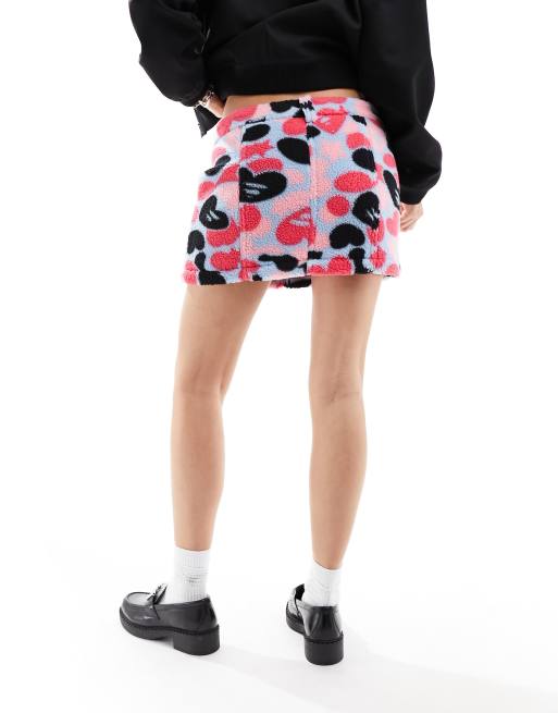 APEE by A Bathing Ape camo sherpa mini skirt in pink