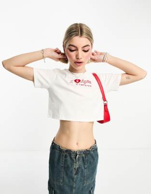 AAPE BY A BATHING APE® APEE by A BATHING APE heart logo crop top in white