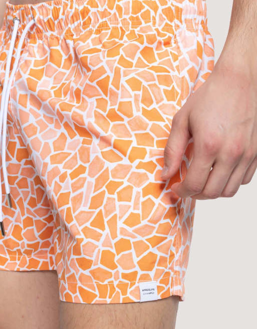 Apreslife Mosaic swim shorts in orange, 3 of 4