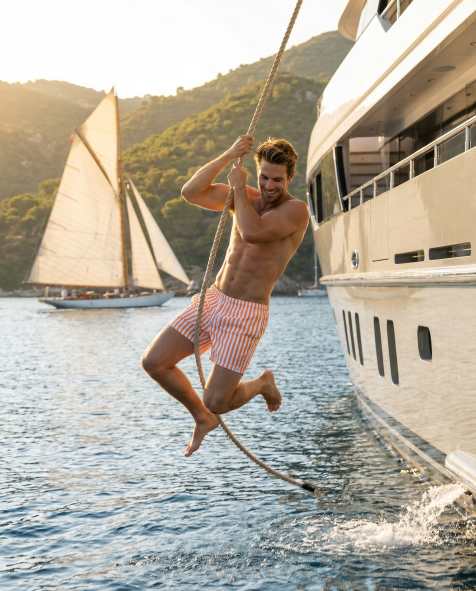 Apreslife Stripe swim shorts in orange