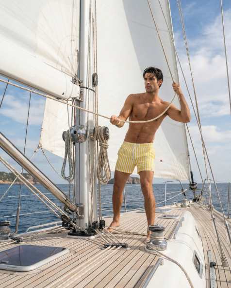 Apreslife Stripe swim shorts in yellow
