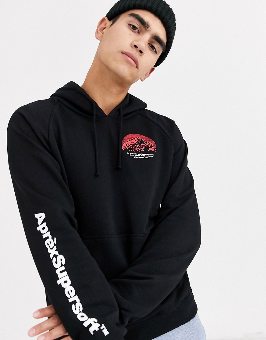 Aprex Supersoft hoodie in black with logo