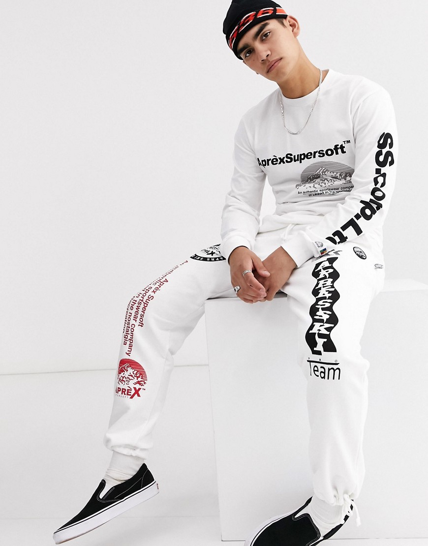 Aprex - T-shirt supersoft a maniche lunghe bianca con logo-Bianco
