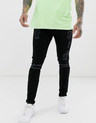 black super ripped jeans