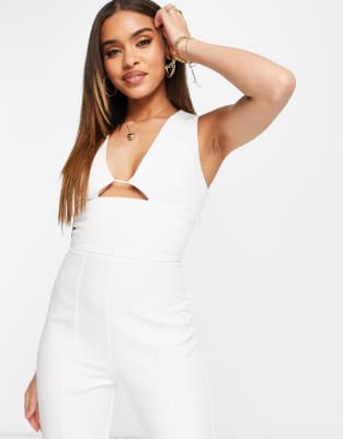 white fitted jumpsuit