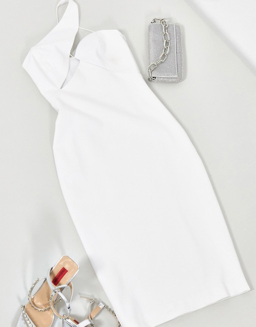 AQAQ midi dress with cut out detail in white