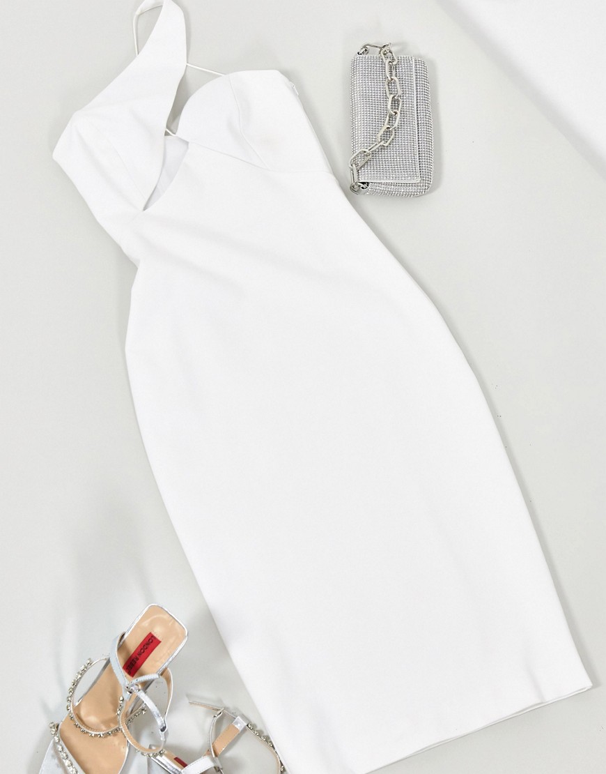 AQAQ - Midi-jurk met uitsnijding in wit