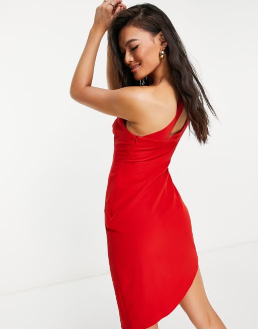 AQAQ - Mini-jurk met blote schouder in rood, 3 van 4