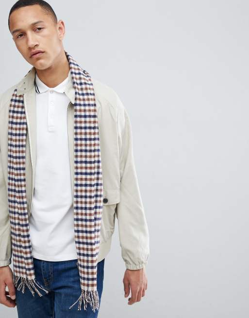 Aquascutum Lambswool Club Check Scarf in Beige ASOS