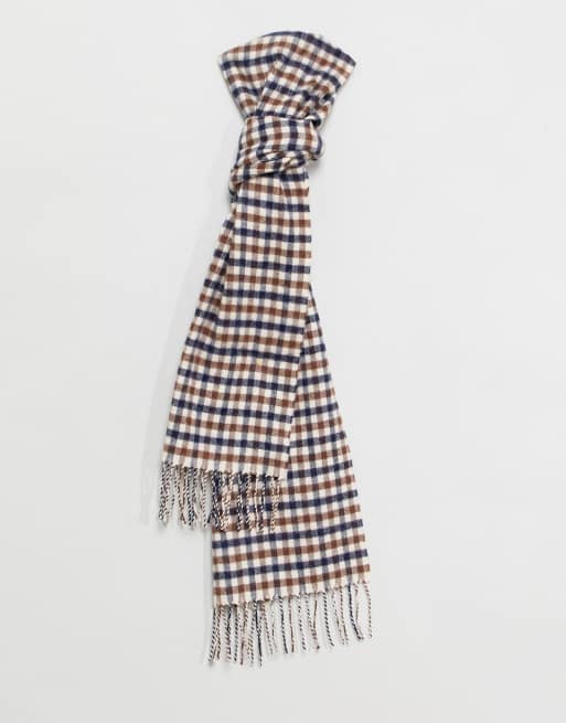 Aquascutum Lambswool Club Check Scarf in Beige ASOS