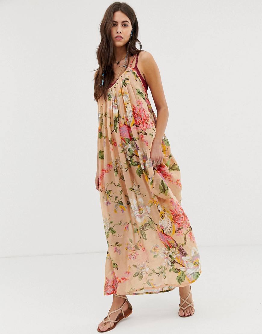 Aratta maxi cami dress with oversized floral-Pink