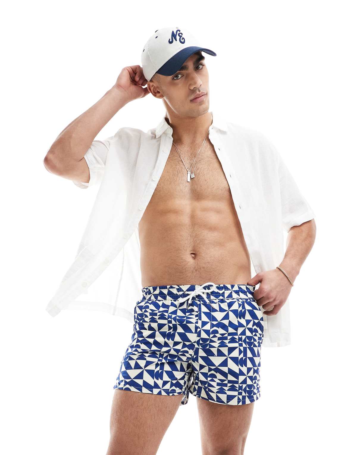 Aray abstract print swim shorts in navy