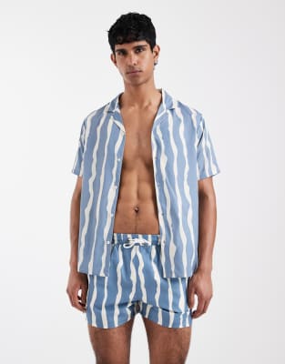 Aray abstract stripe swimsuit in mid blue mid blue 5390₽