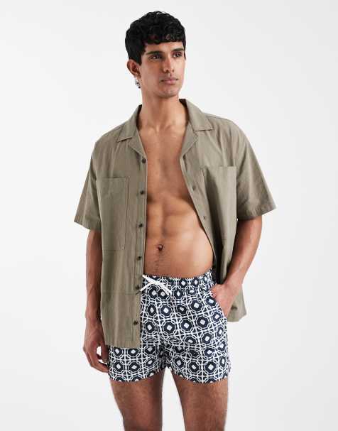 Aray – Badeshorts in Marineblau mit geometrischem Muster - view 1