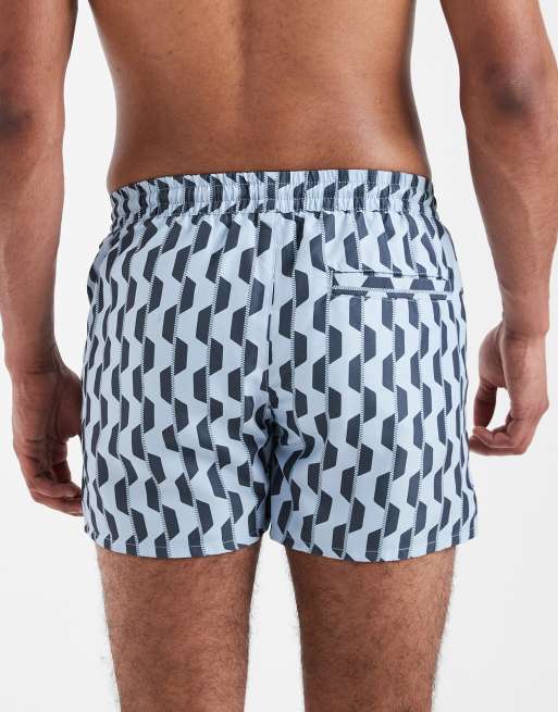 Aray – Badeshorts in Mittelblau mit geometrischem Muster, 5 von 5
