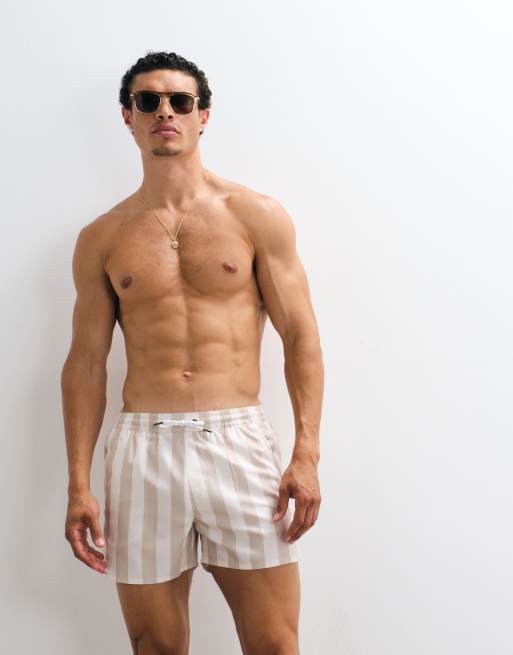 Aray – Badeshorts in Steinbeige gestreift, 4 von 9