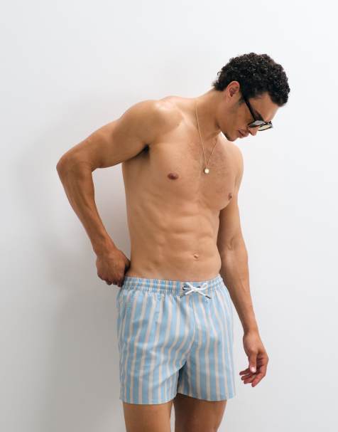 Aray - Badeshorts med blå/sandfarvede striber - view 1