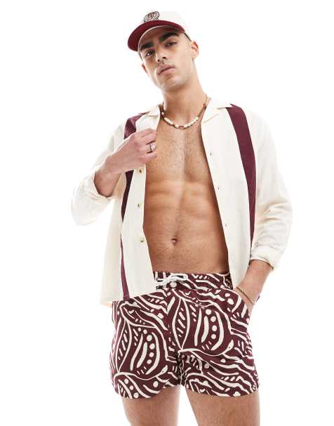 Aray – Badeshorts mit abstraktem Print in Malve - view 1
