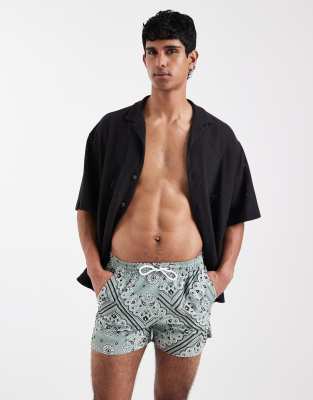 Aray Bandana Print Swim Shorts In Green