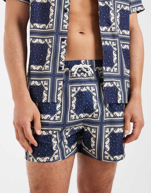 Aray bandana print swimshort co-ord in navy, 4 of 5