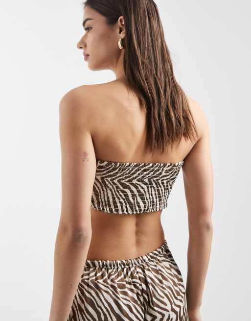 Aray beach bandeau top in zebra print, 3 of 4
