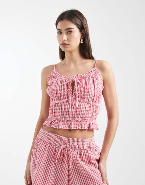 Aray beach cami top in red gingham - view 1
