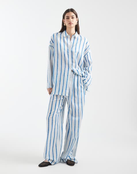 Aray beach co-ord in blue stripe - view 1