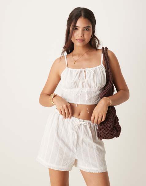 Aray beach crop top co-ord in white - view 1