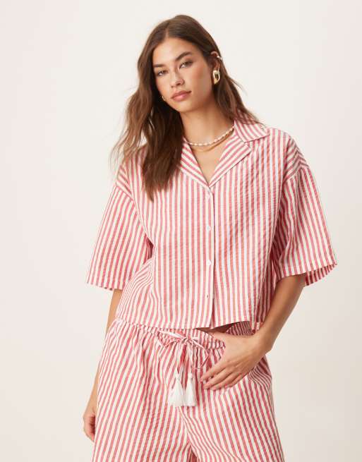 Aray beach shirt in red and white stripe (part of a set)