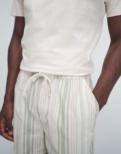 Aray beach short in beige khaki stripe, 3 of 7