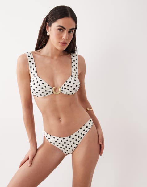 Aray - Bikini bianco a pois con brassière - view 1