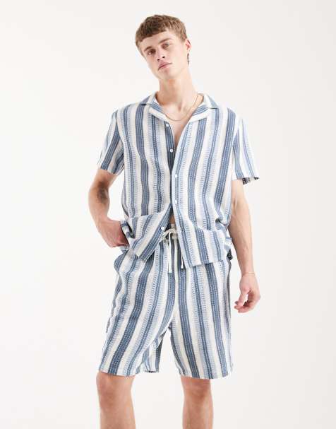 Aray – Blårandiga, virkade shorts - view 1