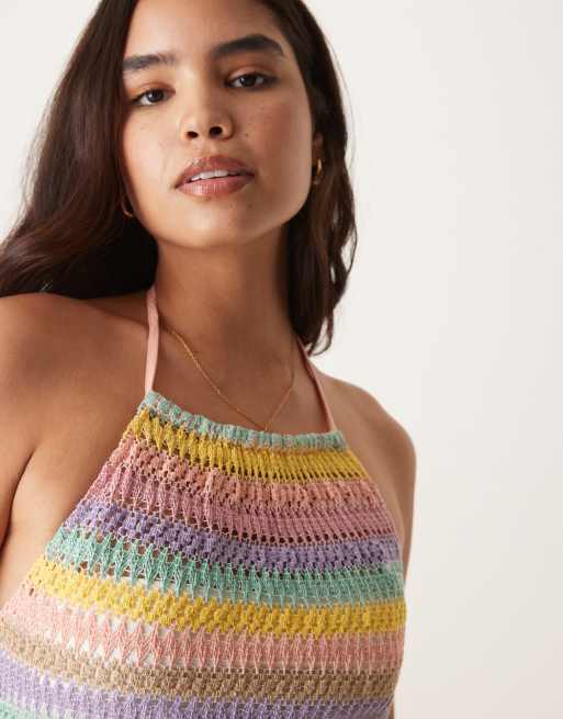 Aray – Buntes, gehäkeltes Mini-Strandkleid mit Neckholder, 4 von 4