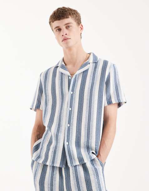 Aray - Camicia all'uncinetto blu a righe - view 1
