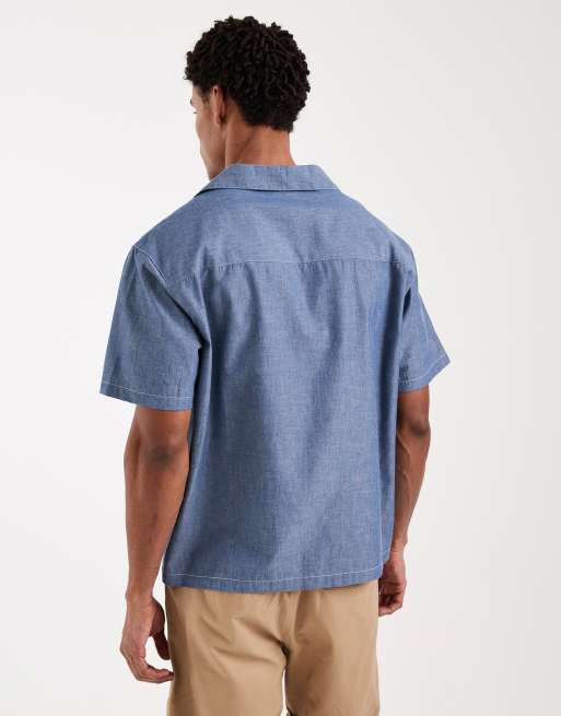 Aray – Chambray-Hemd in Jeansblau mit Reverskragen, 3 von 5