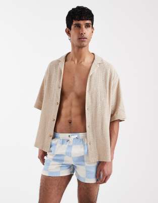 Aray Checkerboard Print Swim Shorts In Blue