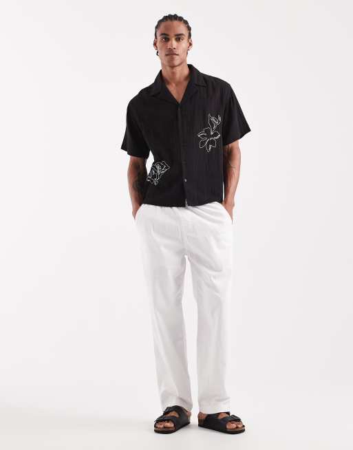 Aray - Chemise de plage brodée avec col à revers - Noir, 5 de 5