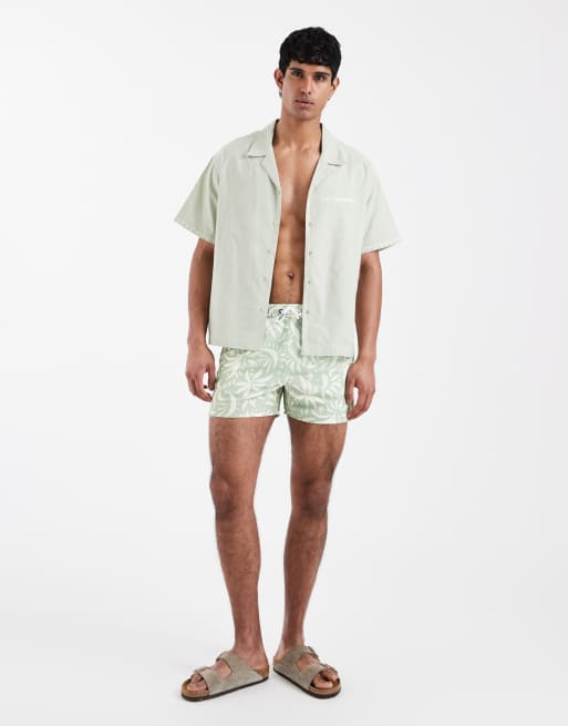 Aray - Chemise de plage brodée avec col à revers - Vert sauge, 2 de 5