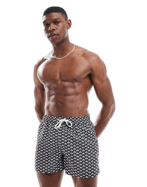 Aray cloud geo print swim short in black - view 1